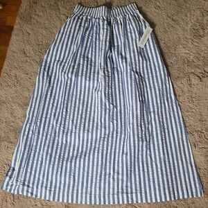 Stateside Women's Puckered Stripe Double Slit Maxi Skirt